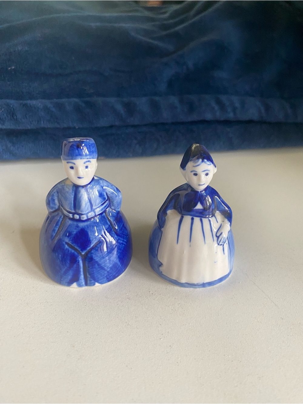 Blue Ceramic Delft-Style Figurines - Set of 2